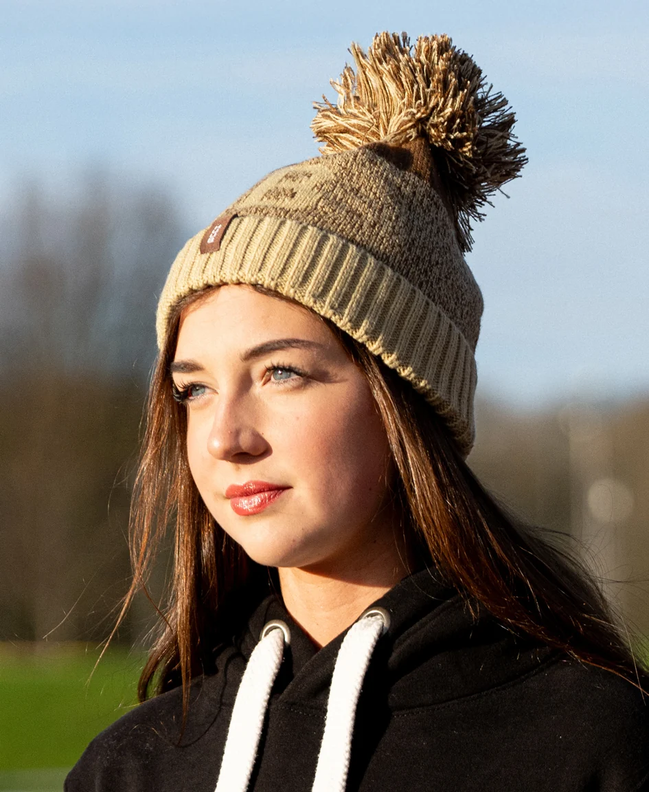 Bobble Hat - Oatmeal/Chocolate - Image 2