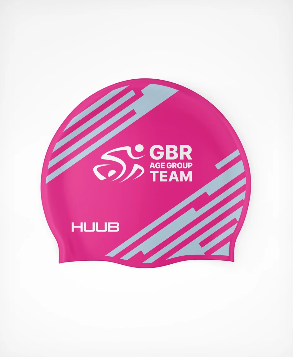 BTF Age-Group Silicone Swim Cap - Pink/Ice Blue (VIEW ONLY)